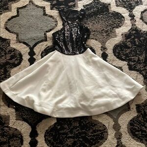 Black Sequin Top with White Skirt Dress